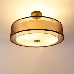 Moderne Deckenleuchte braun mit weiß 50 cm 3 Lichter - Drum Duo