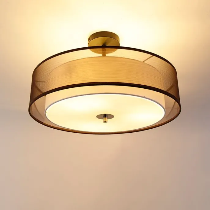 Moderne Deckenleuchte braun mit weiß 50 cm 3 Lichter - Drum Duo