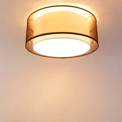 Moderne Deckenleuchte braun mit weiß 50 cm 3-flammig - Drum Duo