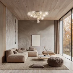 Moderne Deckenleuchte Bronze mit Bernsteinglas 12 Lichter - Bianca