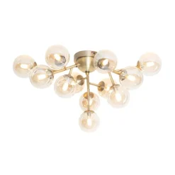 Moderne Deckenleuchte Bronze mit Bernsteinglas 12 Lichter - Bianca