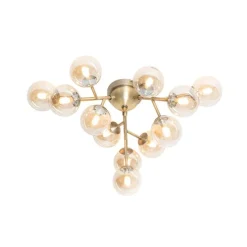 Moderne Deckenleuchte Bronze mit Bernsteinglas 12 Lichter - Bianca