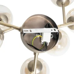 Moderne Deckenleuchte Bronze mit Bernsteinglas 12 Lichter - Bianca