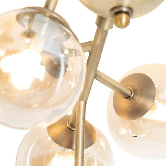 Moderne Deckenleuchte Bronze mit Bernsteinglas 12 Lichter - Bianca