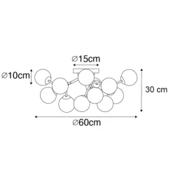 Moderne Deckenleuchte Bronze mit Bernsteinglas 12 Lichter - Bianca