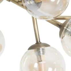 Moderne Deckenleuchte Bronze mit Bernsteinglas 12 Lichter - Bianca