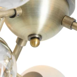 Moderne Deckenleuchte Bronze mit Bernsteinglas 12 Lichter - Bianca