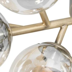 Moderne Deckenleuchte Bronze mit Bernsteinglas 12 Lichter - Bianca