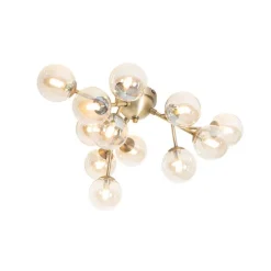 Moderne Deckenleuchte Bronze mit Bernsteinglas 12 Lichter - Bianca