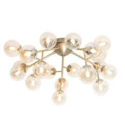 Moderne Deckenleuchte Bronze mit Bernsteinglas 20 Lichter - Bianca