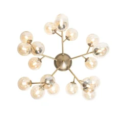 Moderne Deckenleuchte Bronze mit Bernsteinglas 20 Lichter - Bianca