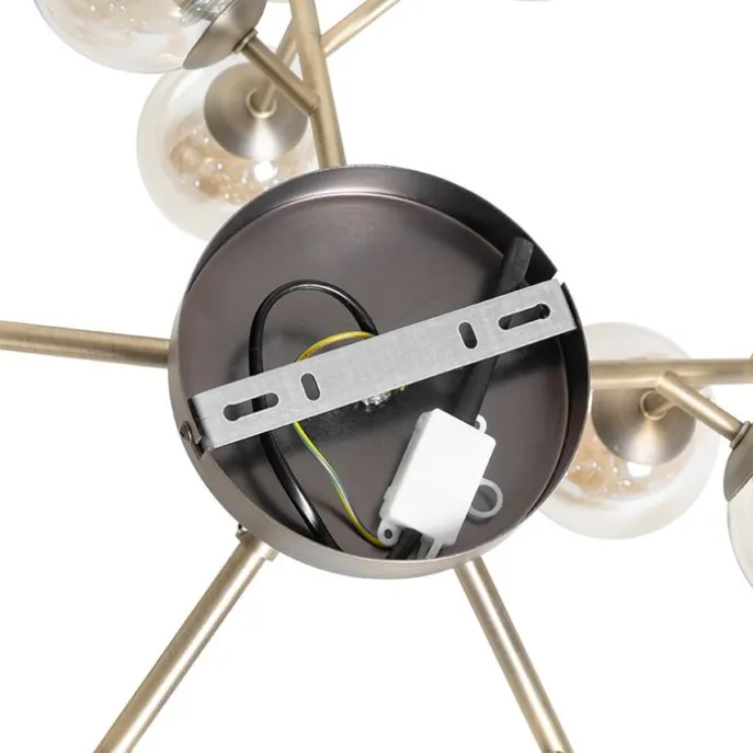 Moderne Deckenleuchte Bronze mit Bernsteinglas 20 Lichter - Bianca