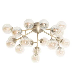 Moderne Deckenleuchte Bronze mit Bernsteinglas 20 Lichter - Bianca