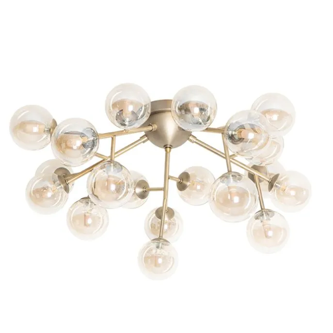 Moderne Deckenleuchte Bronze mit Bernsteinglas 20 Lichter - Bianca
