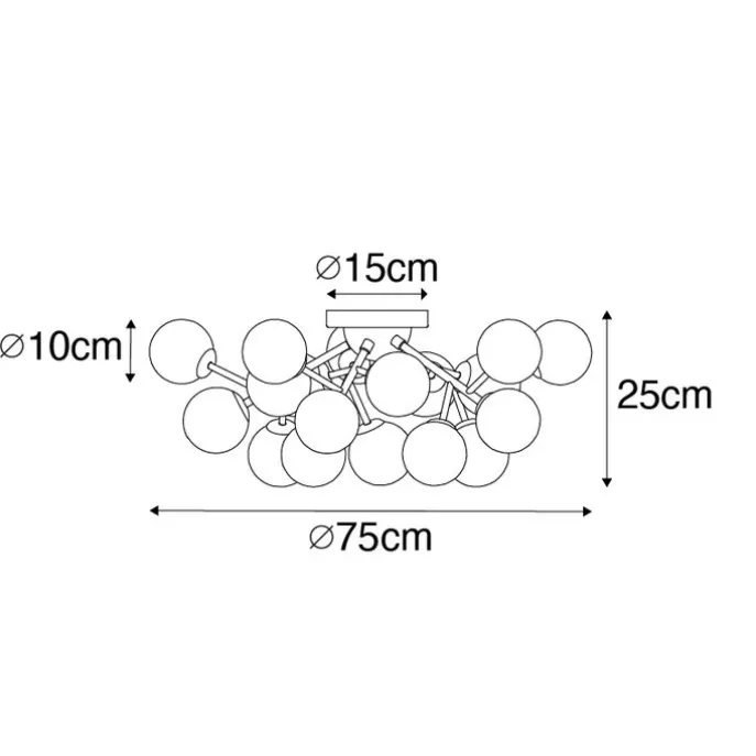 Moderne Deckenleuchte Bronze mit Bernsteinglas 20 Lichter - Bianca