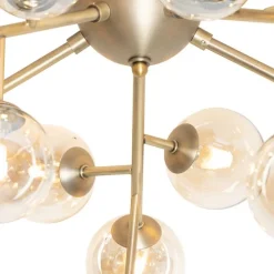 Moderne Deckenleuchte Bronze mit Bernsteinglas 20 Lichter - Bianca
