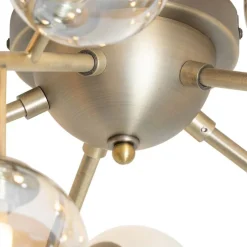 Moderne Deckenleuchte Bronze mit Bernsteinglas 20 Lichter - Bianca