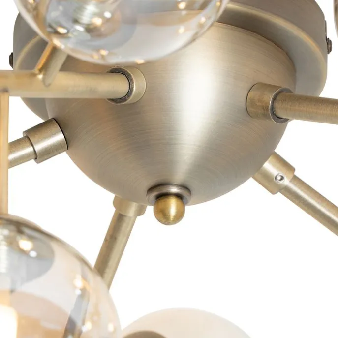 Moderne Deckenleuchte Bronze mit Bernsteinglas 20 Lichter - Bianca