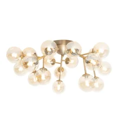 Moderne Deckenleuchte Bronze mit Bernsteinglas 20 Lichter - Bianca