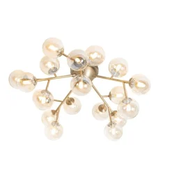 Moderne Deckenleuchte Bronze mit Bernsteinglas 20 Lichter - Bianca