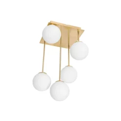 Moderne Deckenleuchte gold mit Opalglas 5-flammig - Athens