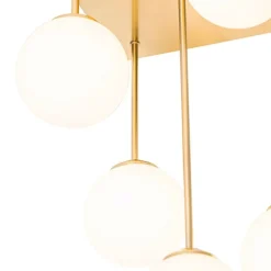 Moderne Deckenleuchte gold mit Opalglas 5-flammig - Athens