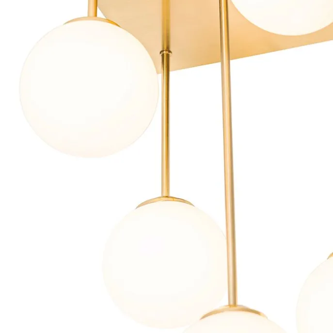 Moderne Deckenleuchte gold mit Opalglas 5-flammig - Athens