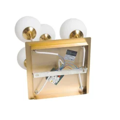 Moderne Deckenleuchte gold mit Opalglas 5-flammig - Athens