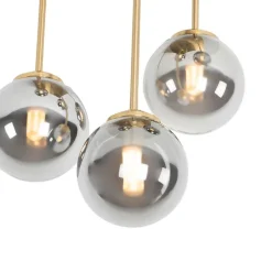 Moderne Deckenleuchte Gold 5-Licht mit Rauchglas - Athen