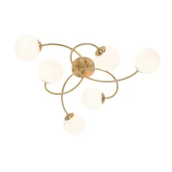 Moderne Deckenleuchte Gold mit Opalglas 6 Lichter - Athens