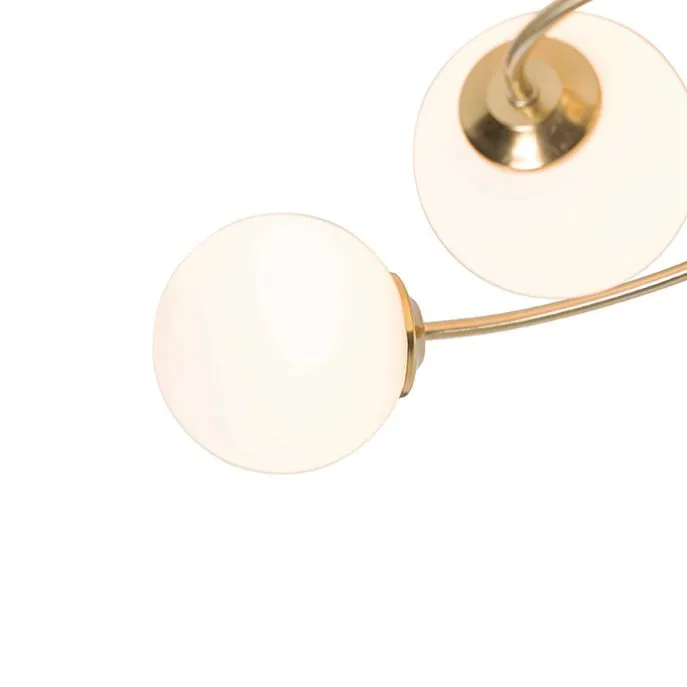Moderne Deckenleuchte Gold mit Opalglas 6 Lichter - Athens