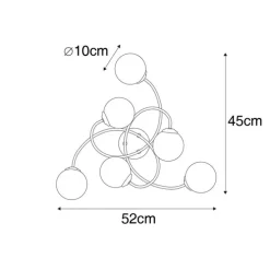 Moderne Deckenleuchte Gold mit Opalglas 6 Lichter - Athens