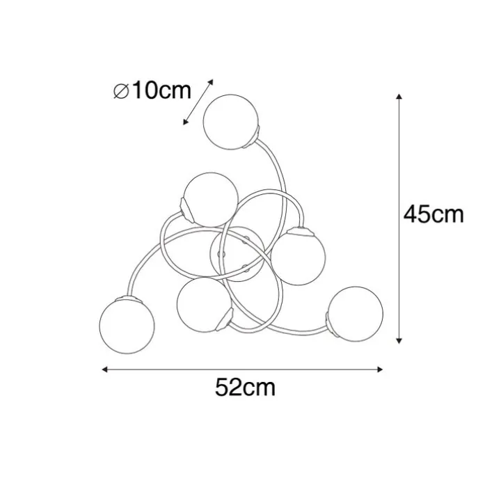 Moderne Deckenleuchte Gold mit Opalglas 6 Lichter - Athens