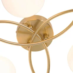 Moderne Deckenleuchte Gold mit Opalglas 6 Lichter - Athens