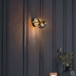 Moderne Deckenleuchte Gold mit rundem Bernsteinglas - Teddy