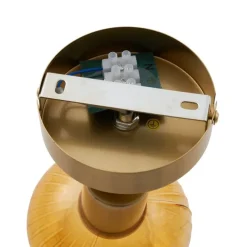 Moderne Deckenleuchte Gold mit rundem Bernsteinglas - Teddy