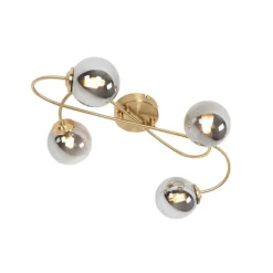 Moderne Deckenleuchte Gold 4-Licht mit Rauchglas - Athen