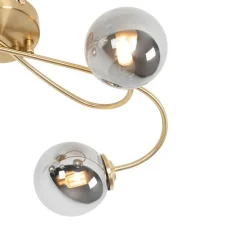 Moderne Deckenleuchte Gold 4-Licht mit Rauchglas - Athen
