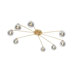 Moderne Deckenleuchte Gold 8-Lichter mit Rauchglas - Athen