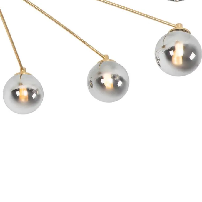 Moderne Deckenleuchte Gold 8-Lichter mit Rauchglas - Athen