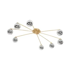 Moderne Deckenleuchte Gold 8-Lichter mit Rauchglas - Athen