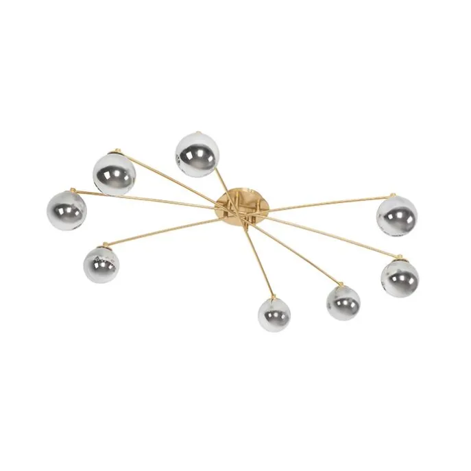 Moderne Deckenleuchte Gold 8-Lichter mit Rauchglas - Athen