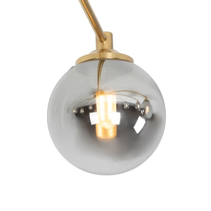Moderne Deckenleuchte Gold 8-Lichter mit Rauchglas - Athen