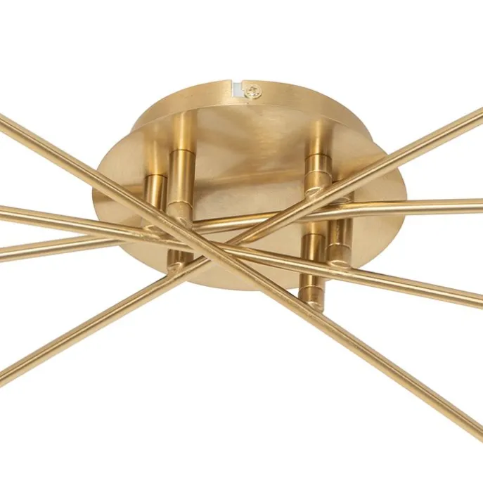 Moderne Deckenleuchte Gold 8-Lichter mit Rauchglas - Athen