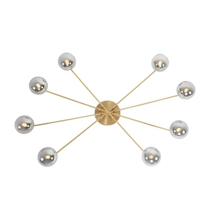 Moderne Deckenleuchte Gold 8-Lichter mit Rauchglas - Athen