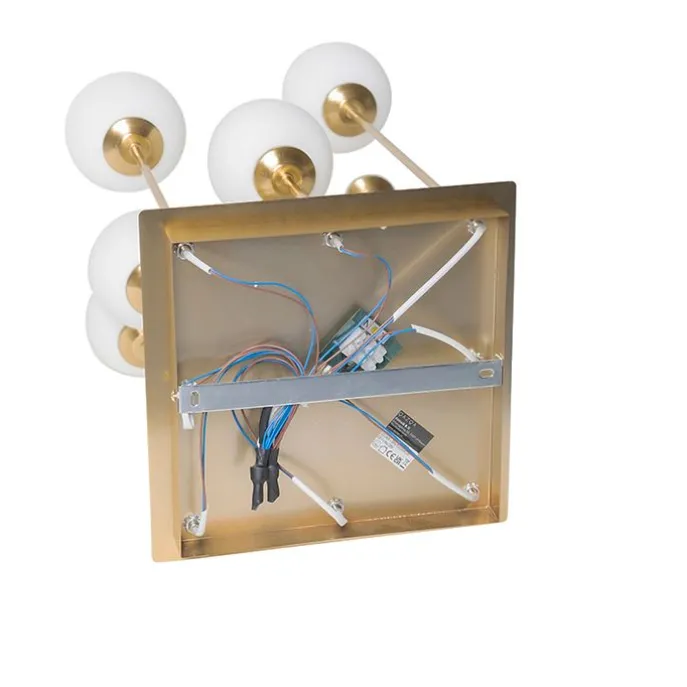 Moderne Deckenleuchte Gold mit Opalglas 9 Lichter - Athens