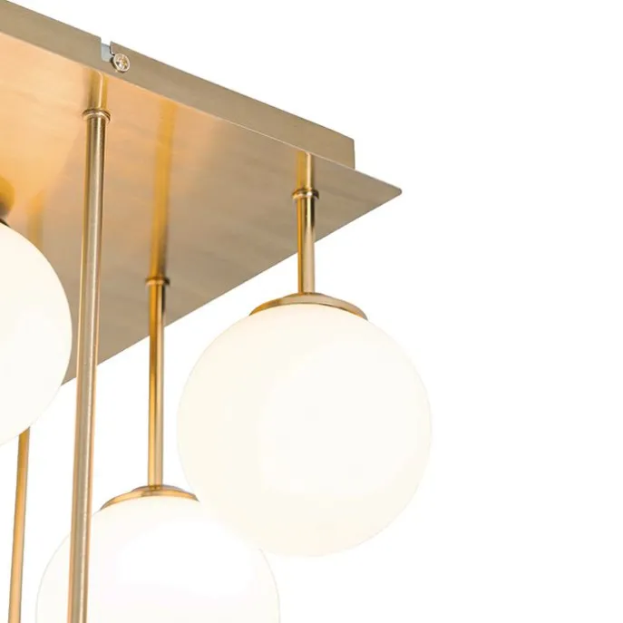Moderne Deckenleuchte Gold mit Opalglas 9 Lichter - Athens