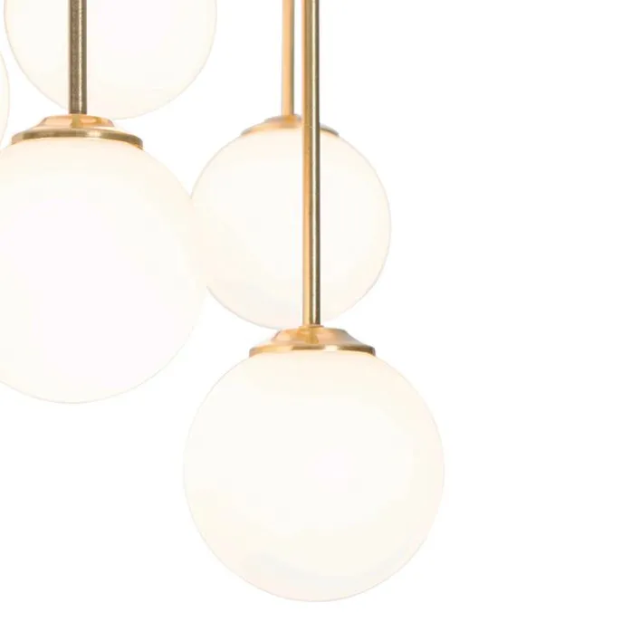 Moderne Deckenleuchte Gold mit Opalglas 9 Lichter - Athens