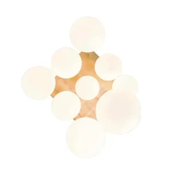 Moderne Deckenleuchte Gold mit Opalglas 9 Lichter - Athens