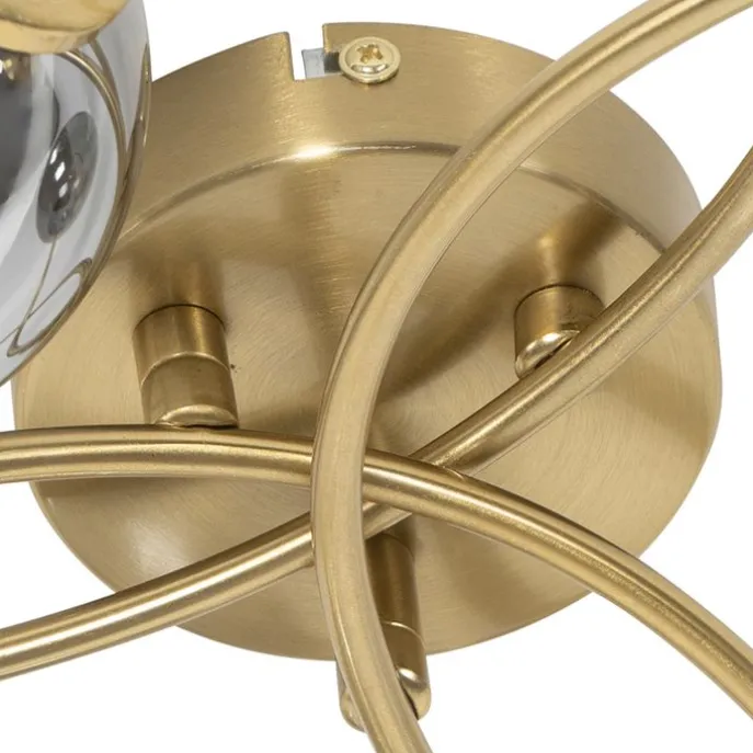Moderne Deckenleuchte Gold 6-Lichter mit Rauchglas - Athen